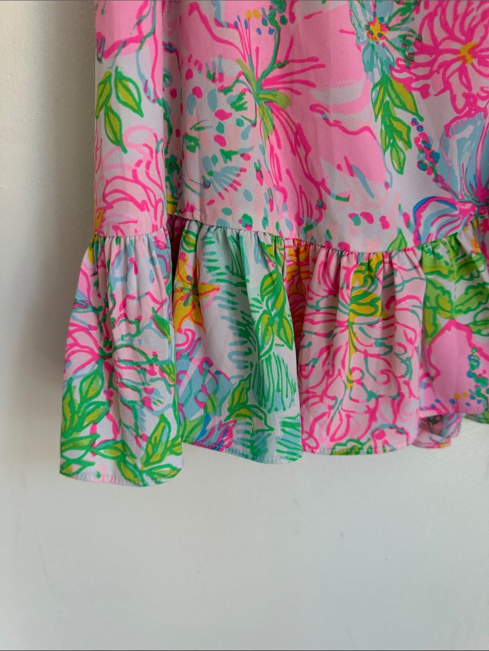 Lilly Pulitzer Pink Floral Midi Dress with Green & Blue Accents - Picture 8 of 9